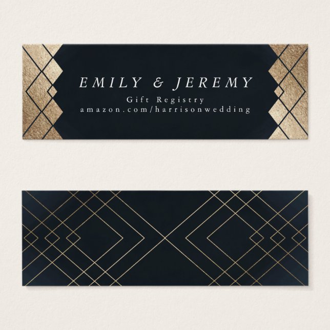 Geometric Dark Navy Gold Gatsby Wedding Gifts (Vorne & Hinten)