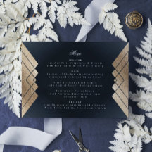 Geometric Dark Navy Gold Gatsby Wedding