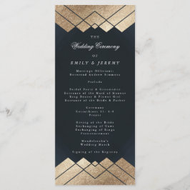 Geometric Dark Navy Gold Gatsby Wedding Programm