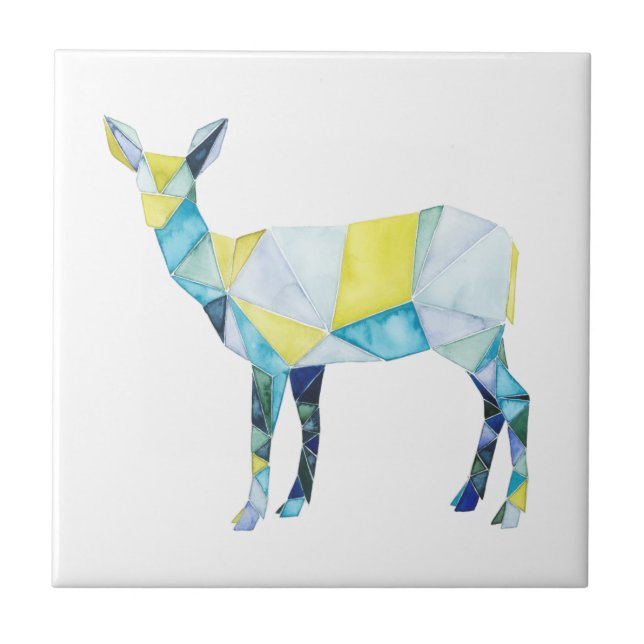 Geometric Deer Animal Fliese (Vorderseite)