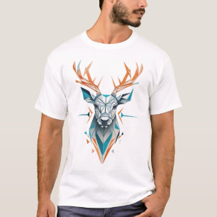 Geometric Deer Art T - Shirt   Moderne Wildfauna