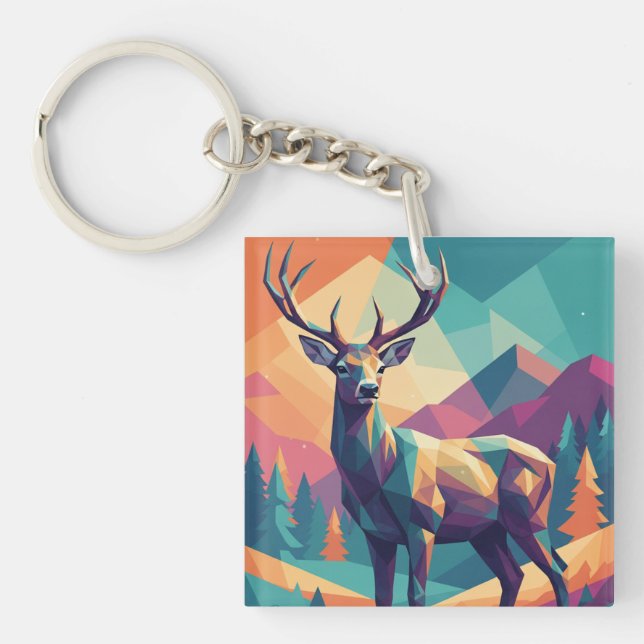 Geometric Deer Keychain Schlüsselanhänger (Vorderseite)