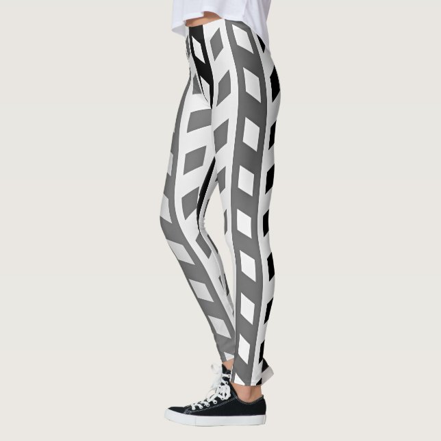 Geometric Design, gray, black, white, Leggings (Links)