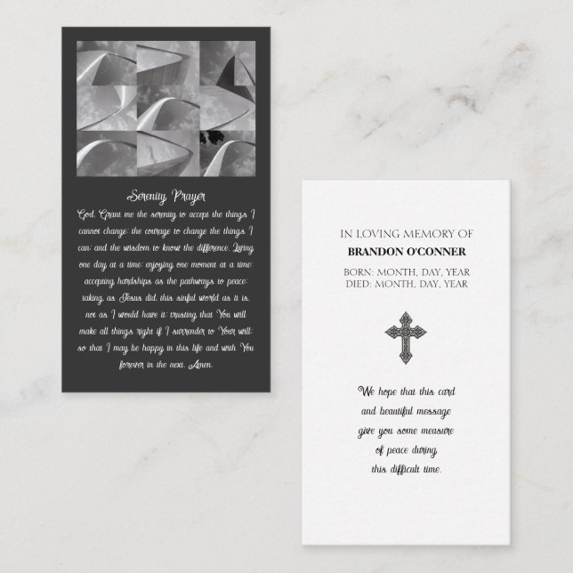 Geometric Design Serenity Prayer White and Gray  Visitenkarte (Vorne/Hinten)