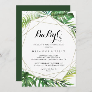 Geometric Destination BabyQ Baby Shower Barbecue Einladung
