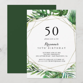 Geometric Destination Tropical 50. Geburtstagspart Einladung