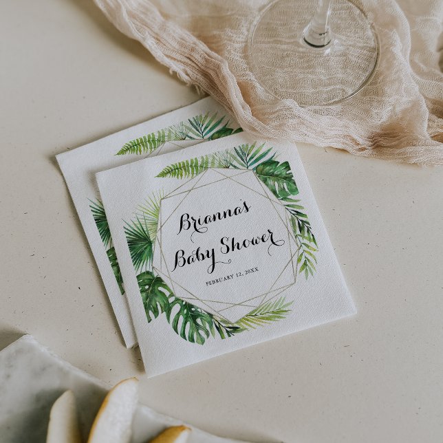 Geometric Destination Tropical Green Baby Shower Serviette (Von Creator hochgeladen)