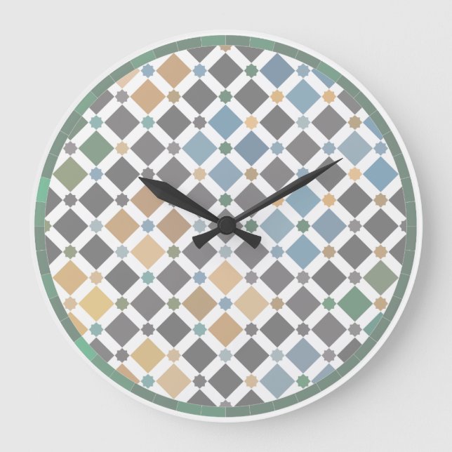 Geometric Diamond Pattern Wall Clock – Modern Alha Große Wanduhr (Vorderseite)