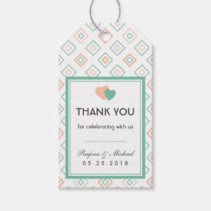 Geometric Diamond Tiles Pattern Wedding Gift Tag Geschenkanhänger