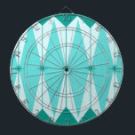 Geometric Diamonds & Starbursts Dart Board Dartscheibe<br><div class="desc">This Geometric Diamonds & Starbursts Dart Board has all of the kitschy charm of something that is kitschy and charming. The vintage inspirred design feature a mod, peacock blue background with light blue, elongated hexagons, layered with turquoise diamonds and peacock starbursts. It's a kaleidoscope of retro goodness! This 1950’s and...</div>