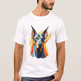 Geometric Doberman – Buntes Modernes Hund T-Shirt