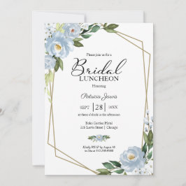 Geometric Dusty Blue Floral Bridal Luncheon Einladung