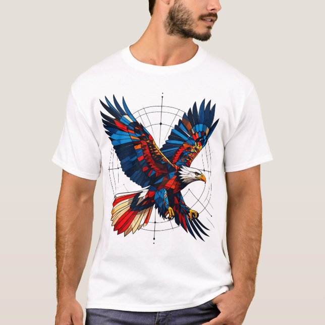Geometric Eagle – Mosaic Flight with Symbolic Prec T-Shirt (Vorderseite)