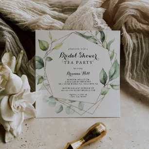 Geometric Elegant Gold Bridal Shower Tea Party Einladung