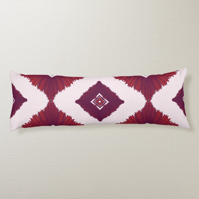 Geometric Ethnic Pattern Body Pillow – Burgundy Re Seitenschläferkissen (Rückseite)