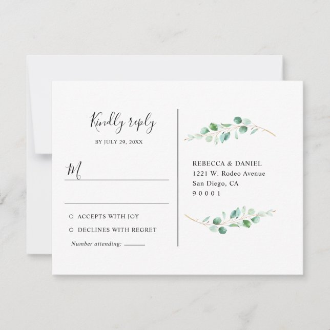 Geometric Eukalyptus Greenery UAwg Postcard RSVP Karte (Vorderseite)