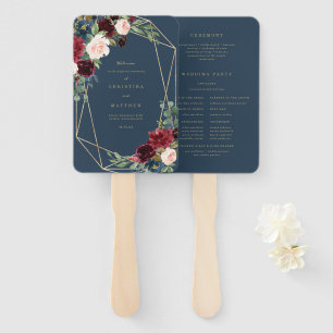 Geometric Fall Elegance Wedding Program Fan Fächer