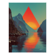 Geometric Fjord Sunset