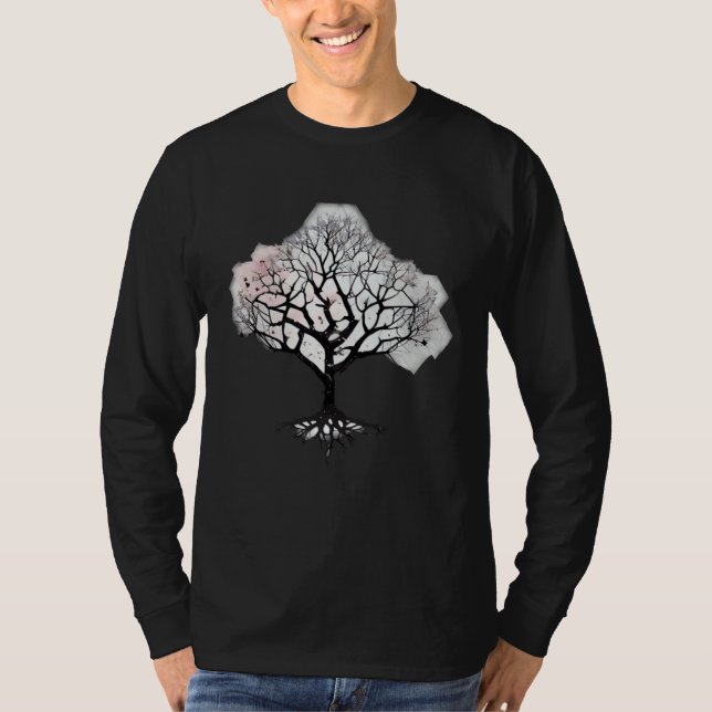 Geometric Floral Fantasy Cherry Blossom Tree of Li T-Shirt (Vorderseite)