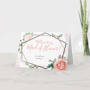 Geometric Floral Will You Be my Maid of Honor Card Einladung