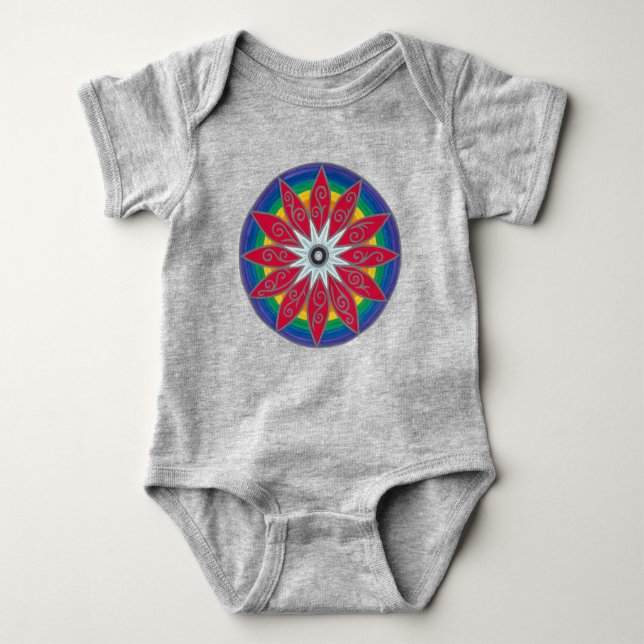 Geometric flower piñata mandala  baby strampler (Vorderseite)