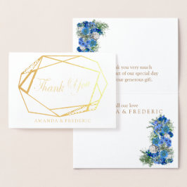 Geometric Foil Blue Blume DANK IHRER Hochzeitkarte Folienkarte