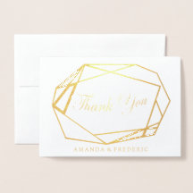 Geometric Foil Blue Blume DANK IHRER Hochzeitkarte