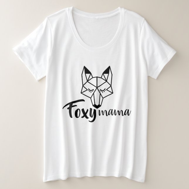 Geometric Fox Foxy Mama Große Größe T-Shirt (Design vorne)