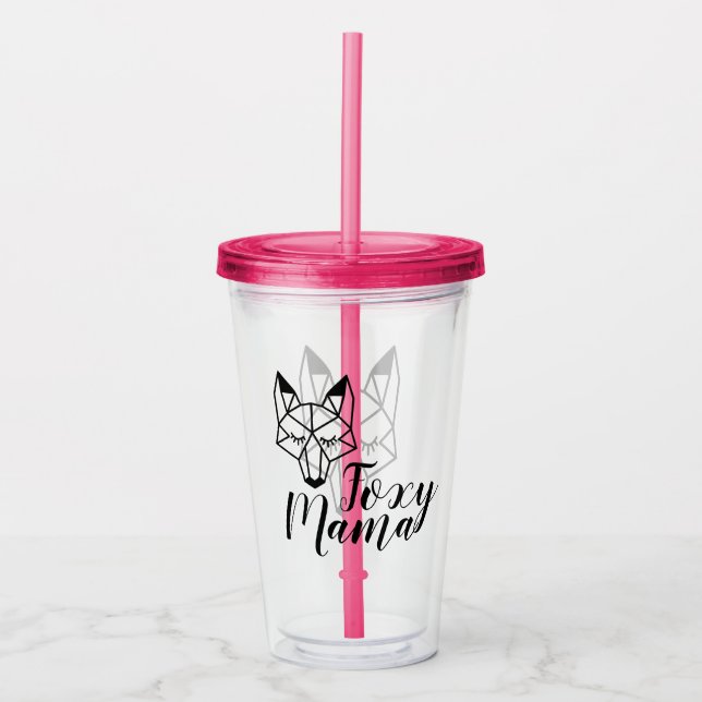 Geometric Fox Foxy Mama Script Acryltrinkbecher (Vorderseite)