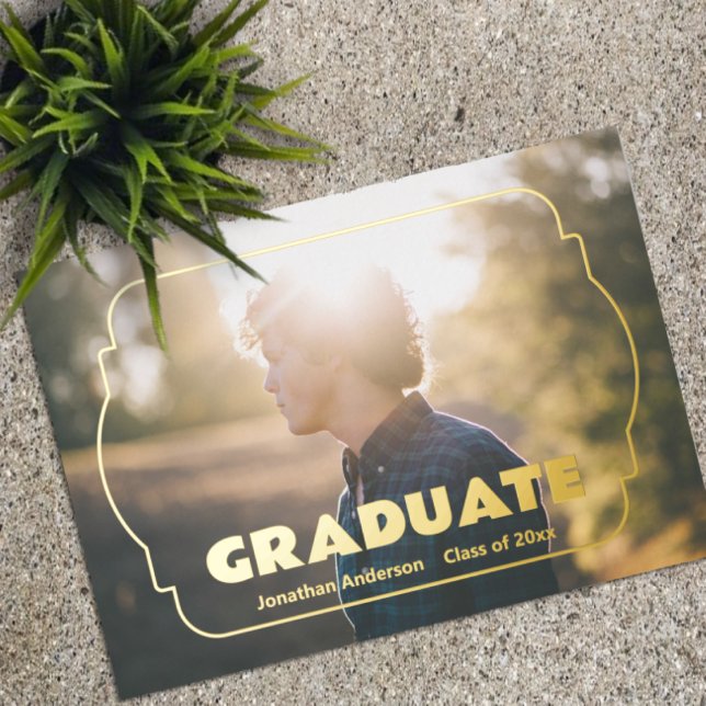 Geometric Frame Photo Graduation Announcement Folieneinladung (Von Creator hochgeladen)