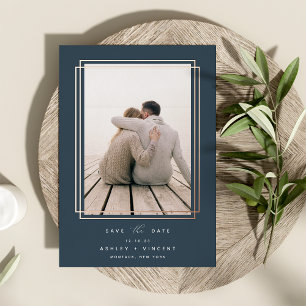 Geometric Frame Vertical Photo Save the Date Folieneinladung
