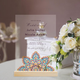 Geometric Glittering Metallic Luxury Wedding Acryleinladungen