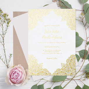 Geometric Glittering Metallic Luxury Wedding Folieneinladung