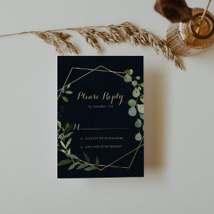 Geometric Gold Blue Green Calligraphy UAWG RSVP Karte