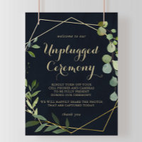 Geometric Gold Blue Green Unplugony Zeremony Sign