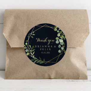 Geometric Gold Blue Green Vielen Dank Gastgeschenk Runder Aufkleber