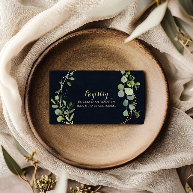 Geometric Gold Blue Green Wedding Gift Registry Begleitkarte (Von Creator hochgeladen)