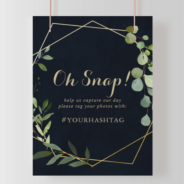 Geometric Gold Blue Green Wedding Oh Snap Sign Poster (Von Creator hochgeladen)