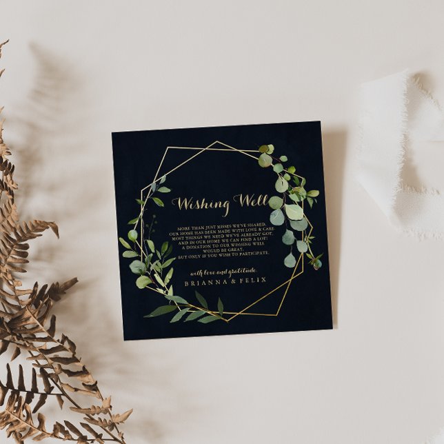 Geometric Gold Blue Green Wedding wünscht gute Hoc Begleitkarte (Von Creator hochgeladen)