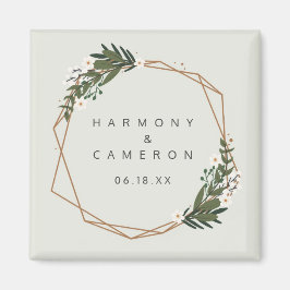 Geometric Gold Boho Greenery Gastgeschenk Hochzeit Magnet