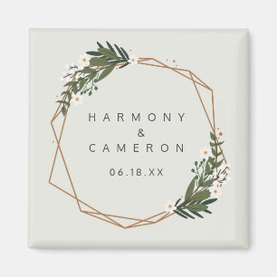 Geometric Gold Boho Greenery Gastgeschenk Hochzeit Magnet