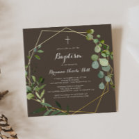 Geometric Gold Brown Green Calligraphy Baptisc