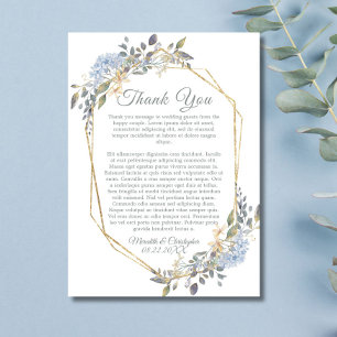 Geometric Gold Dusty Blue Florals Danke Karte
