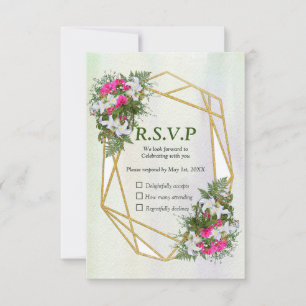 Geometric - Gold Glitzer Blume Bouquet RSVP Karte