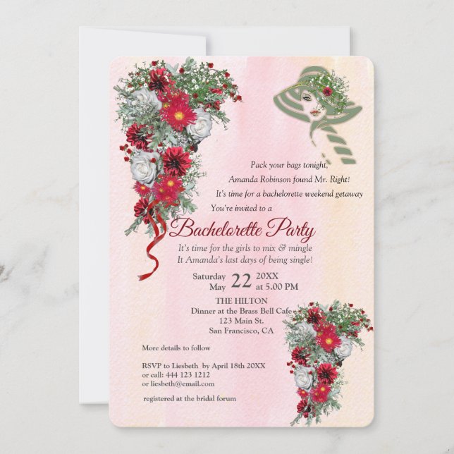 Geometric Gold Glitzer Burgundy Junggeselinnen-Abs Einladung (Vorderseite)