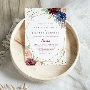 Geometric Gold Glitzer Calligraphy Spanish Wedding Einladung