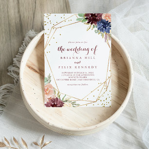 Geometric Gold Glitzer Calligraphy Wedding Einladung