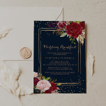 Geometric Gold Glitzer Red Wedding Breakfast Einladung<br><div class="desc">Dieses geometrische,  goldfarbene Glitzer mit einer Hochzeitsnacht ist ideal für eine moderne Familie und Freunde am Tag nach der Hochzeit. Das künstlerische Bordo Marsala-Design bietet Aquarellfarben,  Grün,  Rosa,  Bordeaux und Rosa Rose mit Grünpflanzen,  die in einem anmutigen und strahlenden Bouquet aus Blume um geometrische Goldrahmen angeordnet sind.</div>