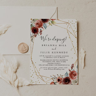 Geometric Gold Glitzer Spring Elopement Empfang Einladung
