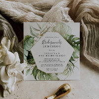 Geometric Gold Green Bridesmaids Luncheon Dusche